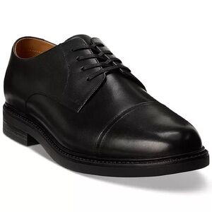 Polo Ralph Lauren Asher Black Leather Cap-Toe Dress Shoes w/ Vibram Soles 9.5